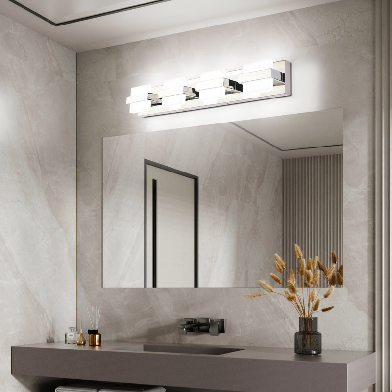 Modern Chrome 4-Light Dimmable LED Vanity Light