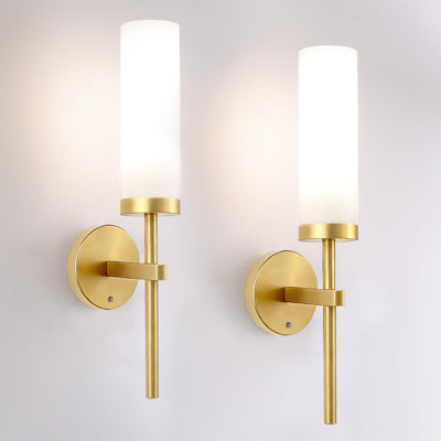 Ensemble de 2 appliques murales à piles rechargeables, à intensité variable avec télécommande, abat-jour en verre opale pour le salon, la chambre à coucher, la salle de bain et le couloir