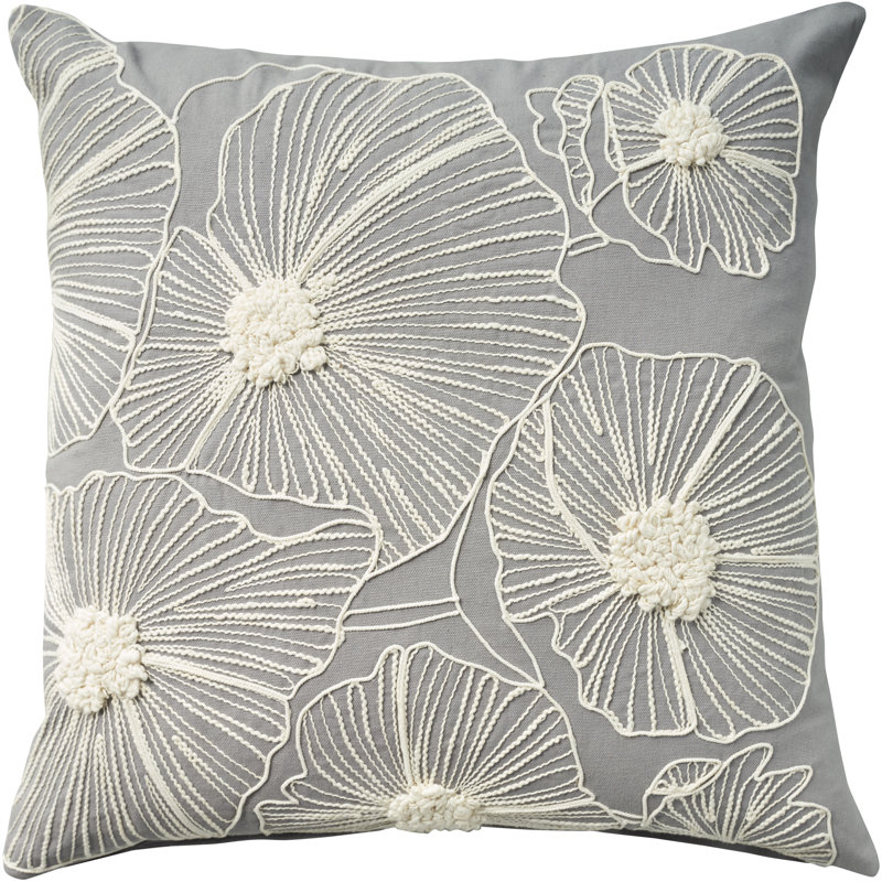 AZ358-020020 100% Cotton Throw Square Pillow Cover, Gray