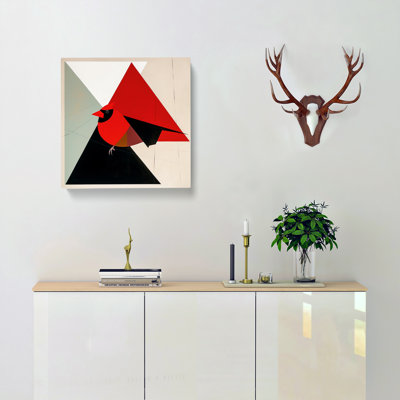 Cardinal Bird Suprematism No.2 - Wrapped Canvas - Framed Print