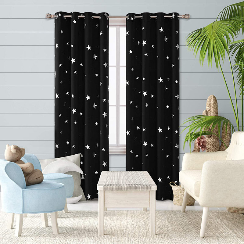 Manzanita Eyelet Room Darkening Thermal Curtains, 117cm W x 160cm D, Black