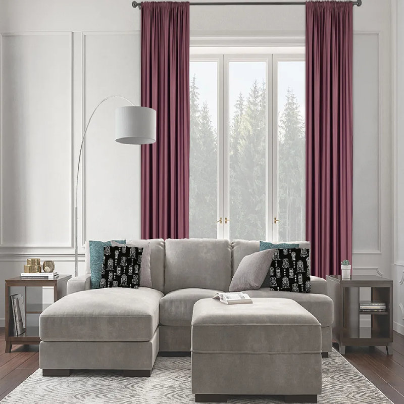 Extra Wide & Extra Long Custom Made Solid Color Room Darkening Single Curtain Panel, 100" W x 264" L, Dark Pink