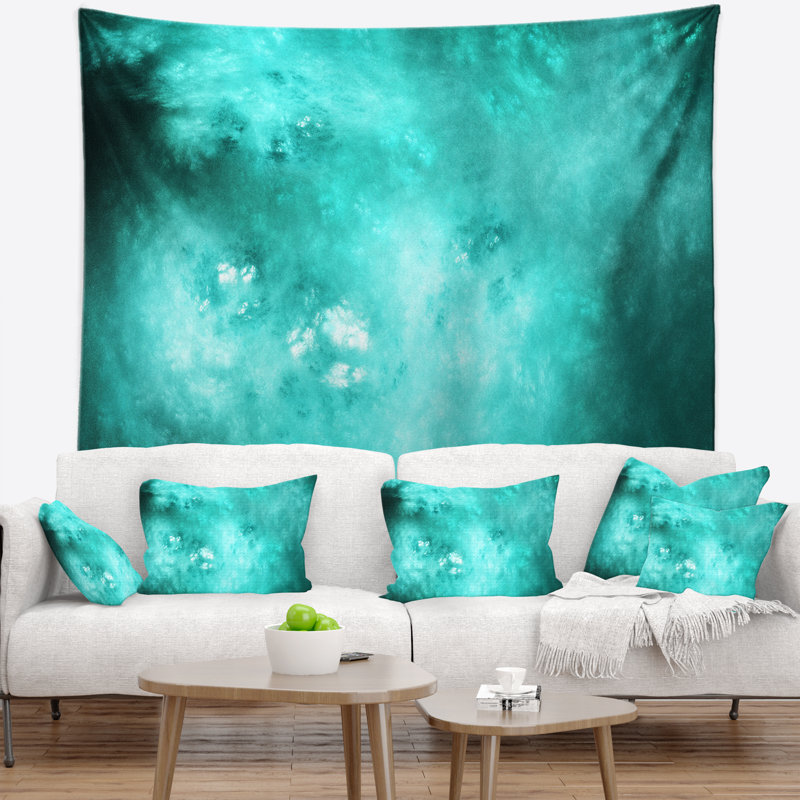 Bleu ciel abstrait avec étoiles tapisserie, H 68 po x l 80 po