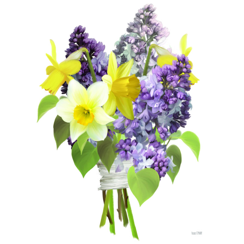 Lilas et jonquilles - reproduction sur toile tendue, H 40 po x l 30 po