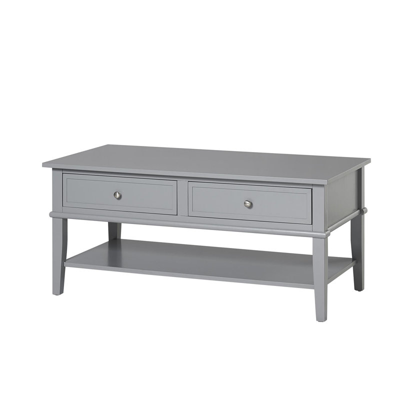 Clarice Four Leg Coffee Table with Storage, Grey