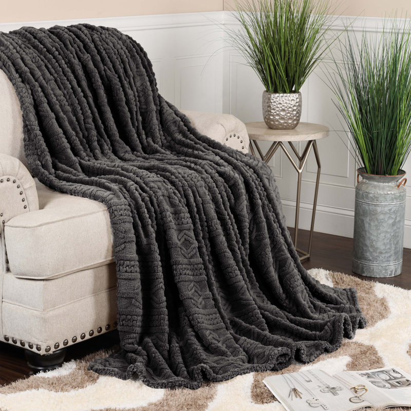 Literie moelleuse Boho, Gris anthracite, Jeté XL