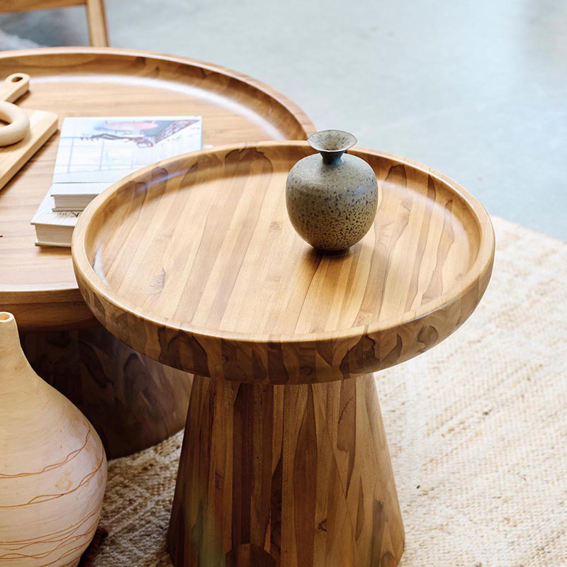 Batea Solid Wood End Table, Natural
