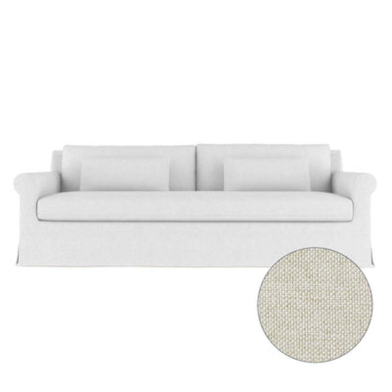 Canapé à accoudoirs arrondis Ludlow, H 34 po x l 84 po x P 42 po, Patiné, Lin caillou albâtre