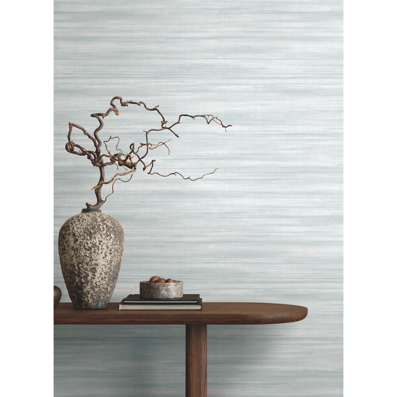 Brushed Linen Abstract Wallpaper Double Roll, Light Blue