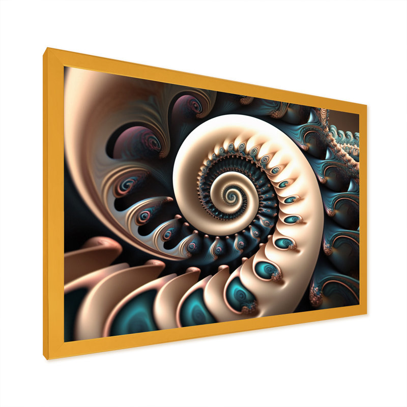 Askern Golden Fractal Bliss VIII - reproduction sur toile, H 12 po x l 20 po x P 1 po, Encadrement doré