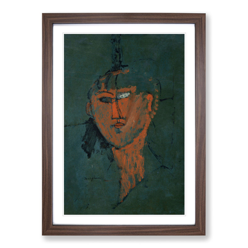 Testa Rossa by Amedeo Modigliani - Picture Frame Painting, 48cm H x 36cm W x 2cm D, Walnut