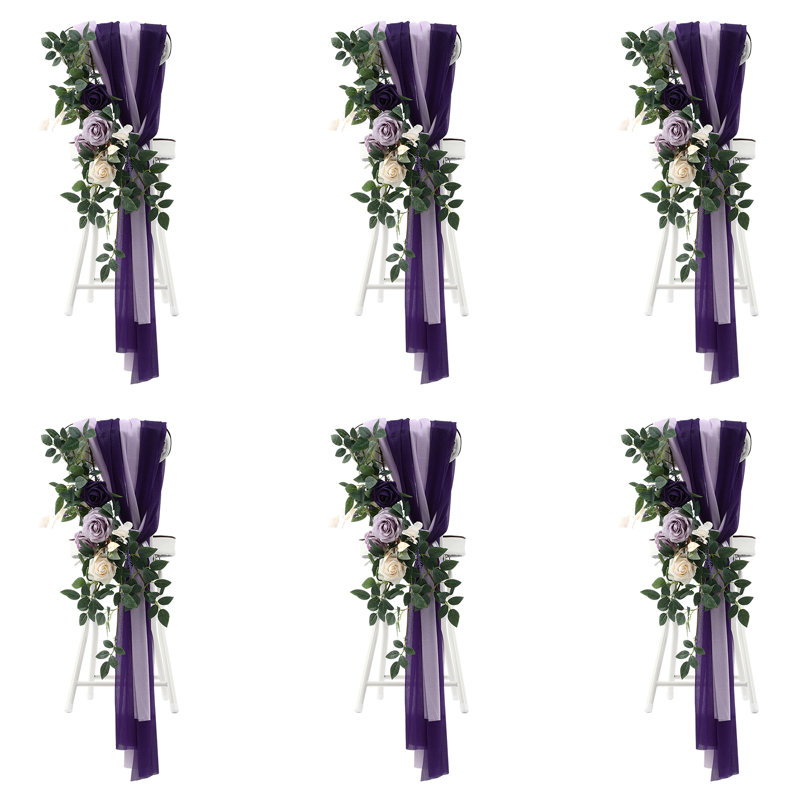 Ensemble de 6 ceintures décoratives pour chaise, Mauve