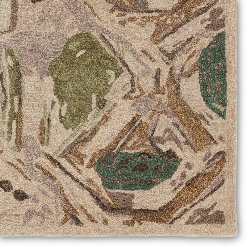 Zoe Bios By Jaipur Living Orto Botanica HNC02 Handmade Abstract Green and Taupe Area Rug (6'x9'), Rectangle 8' x 10'