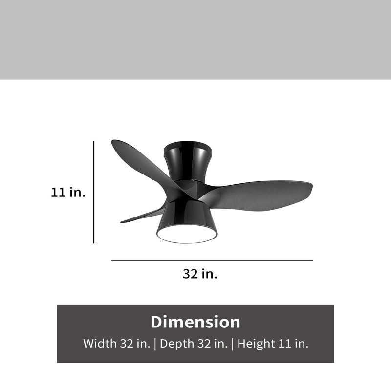 Ventilateur de plafond encastré noir Sirius avec ampoules DEL et télécommande, 32"