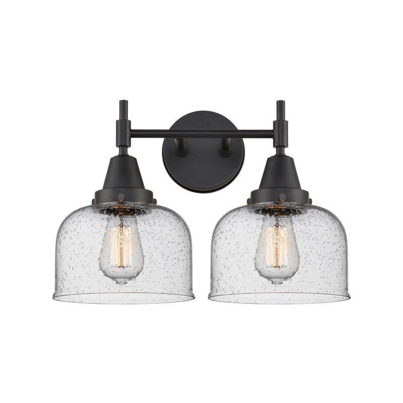 Éclairage pour meuble-lavabo 2 lumières 17 po Caden - H 5,75 po, Ampoule incandescente rétro 60 watts, Grainé, Noir mat