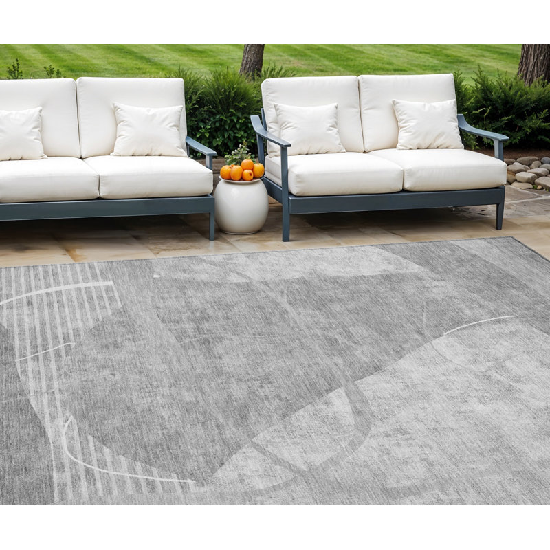 Tapis intérieur lavable abstrait argenté 10 pi x 14 pi