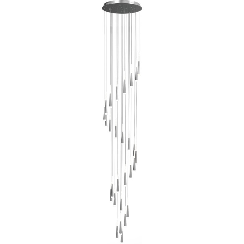 Lustre à niveaux 28 lumières DEL Erjol, Aluminium brossé