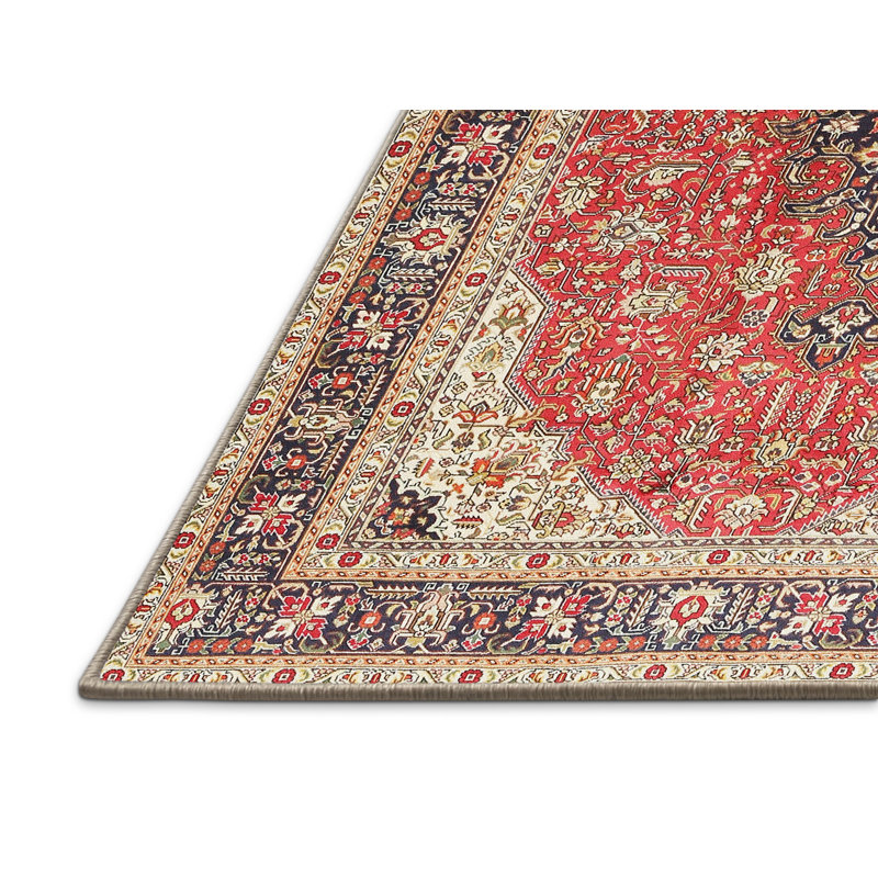Tapis oriental crème / rouge, Rectangle 7 pi x 10 pi
