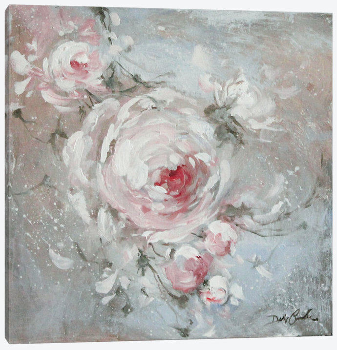 Blush I, reproduction d'art sur toile tendue, H 18 po x l 18 po x P 1,5 po, Toile avec cadre noir, Pas de tapis