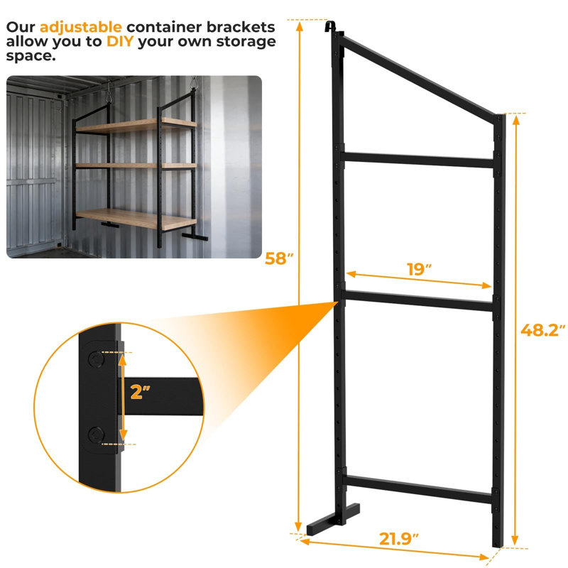 Paquet de 2 tablettes de contenants d'expédition pouvant contenir jusqu'à 1 100 lb, 3 tablettes de support de support de support de rangement pour accessoires de rangement de cargaison (2)