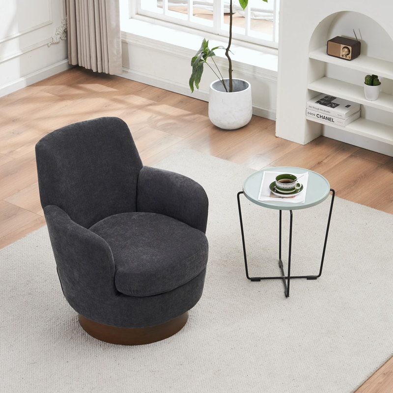 Fauteuil demi-tonneau pivotant, Polyester gris foncé