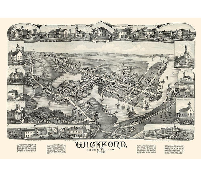 Art sur toile tendue avec Alcott Hill® Bailey Gallery, Wickford, Rhode Island, Bailey, 1888, H 14 po x l 18 po