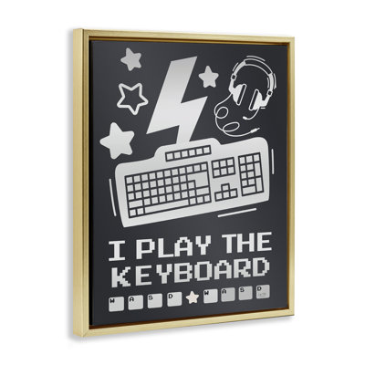 «I Play The clavier humor», art mural sur toile flottante brune, design par Lux + Me Designs