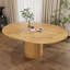 Table de salle à manger ovale extensible avec étagères de rangement, meuble de cuisine extensible et peu encombrant pour petits appartements.