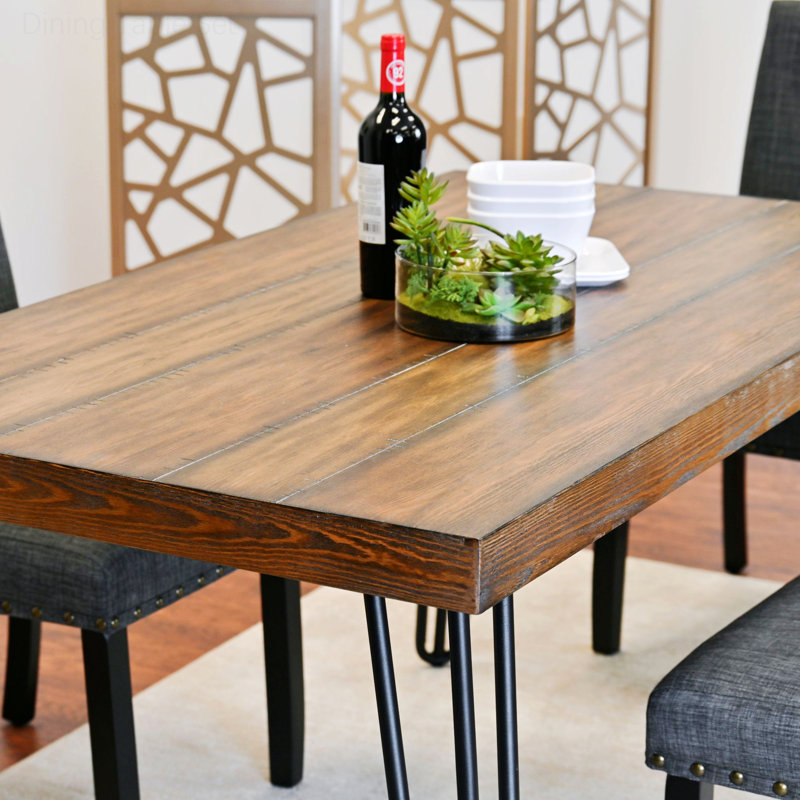 Dining Table Set, Dining Table With Chairs, Gray, 6 Pieces: Table, 4 Chairs, Bench