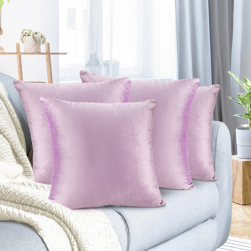 Ensemble de 4 coussins décoratifs en velours Nestl, H 22 po x l 22 po, Gris clair lavande
