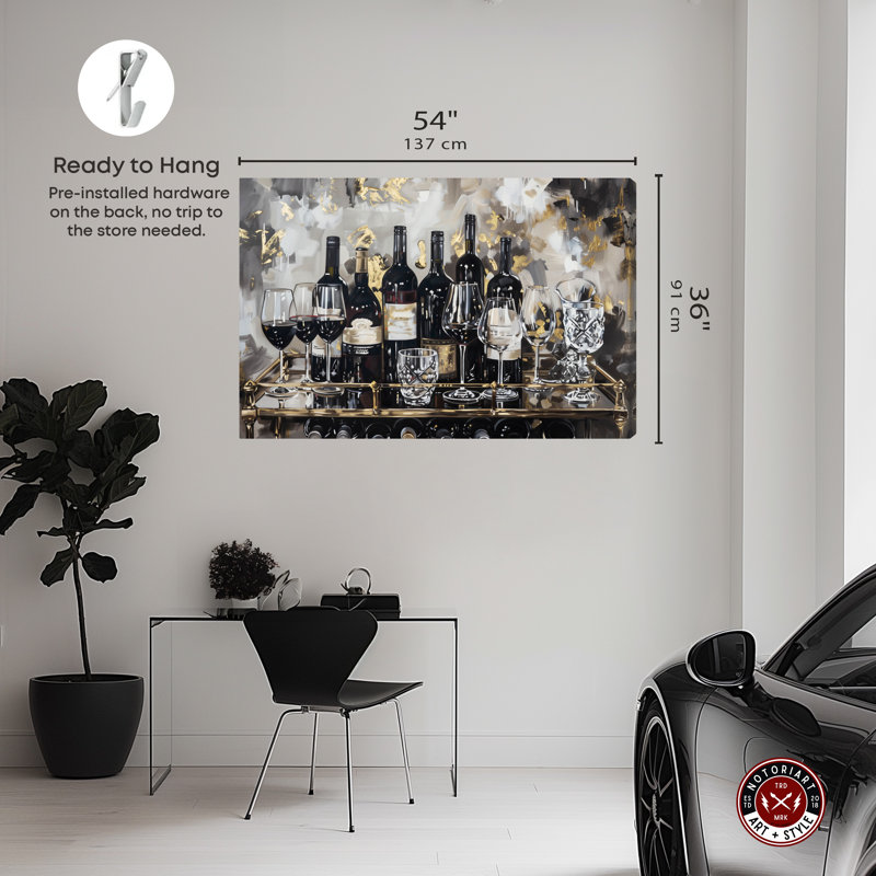 Notoriart Now Serving Champagne, Toile tendue, H 36 po x l 54 po x P 1,5 po