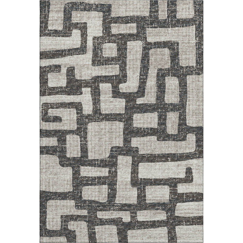 Premium Machine Washable Alliah AMF110 Gray Rug, Rectangle 1'8" x 2'6"