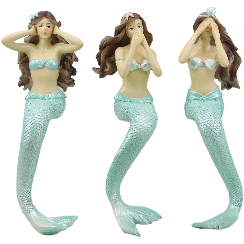 Ensemble de 3 figurines 3 pièces Lafon Ocean See Hear Speak No Evil Mermaid