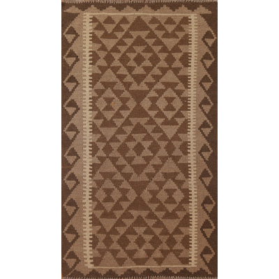 Brown Wool Kilim Oriental Area Rug 3x5