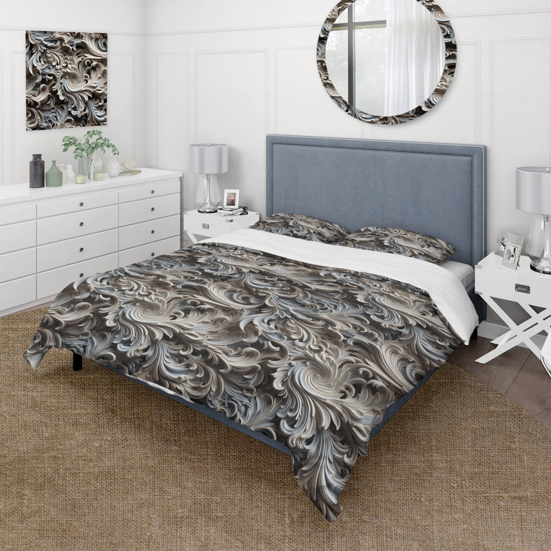 Ensemble de housse de couette à motif cachemire Beige And Silver Sphinx Paisley Pattern