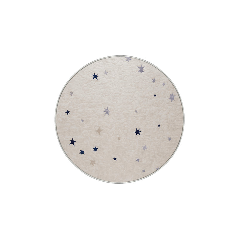 Tapis beige lavable à la machine, Rond 5 pi