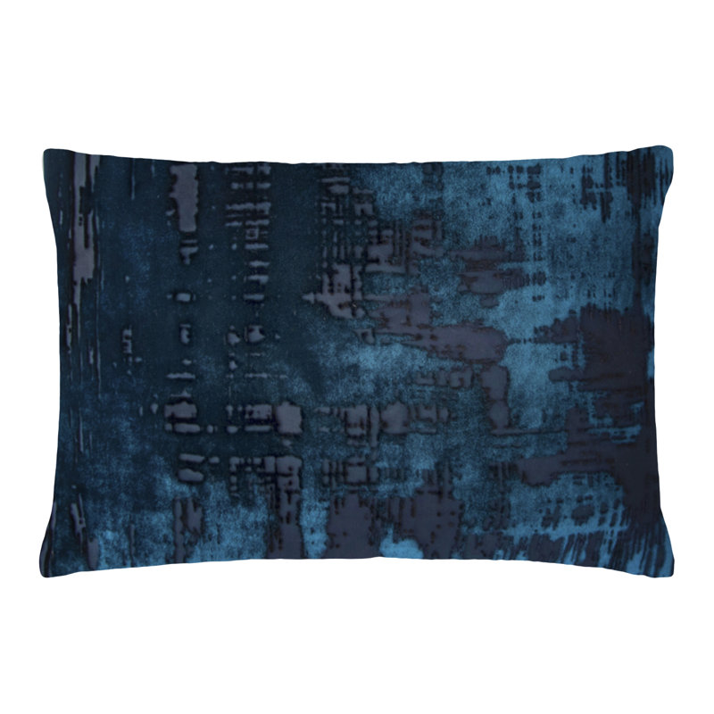 Brush Stroke Lumbar Pillow Cover & Insert, Cobalt Black, 14" H x 20" W
