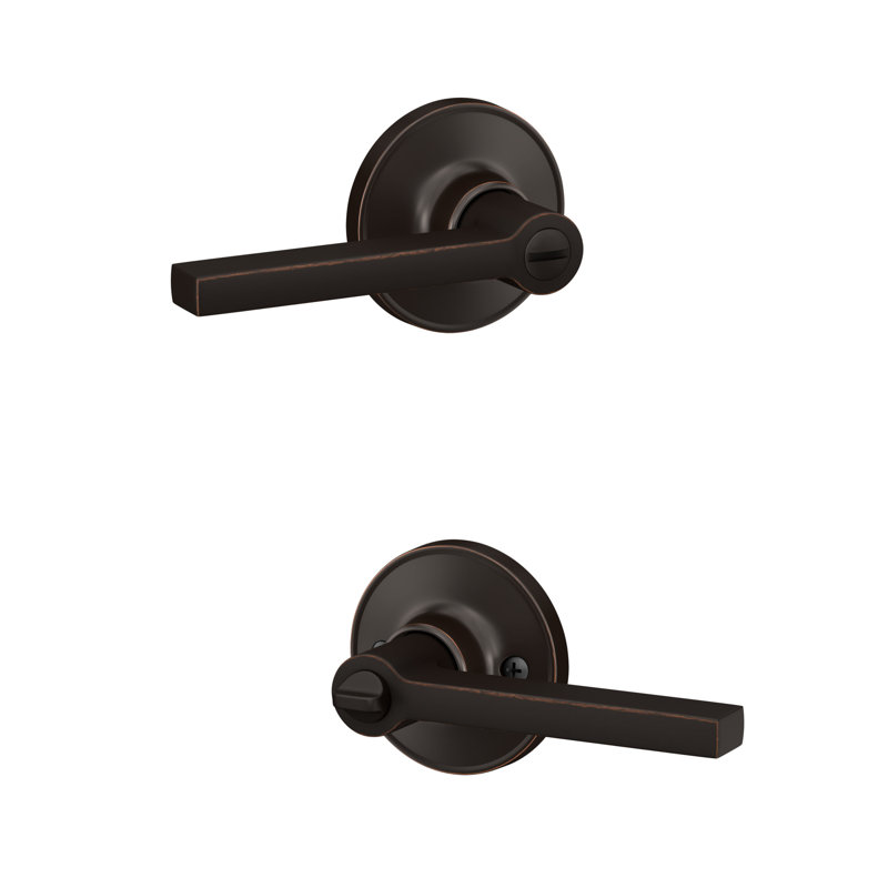 Solstice Privacy Door Lever with Rosette, Aged Bronze