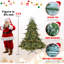 Arbre de Noël artificiel pré-éclairé 6 pi, 500 lumières UL, 1763 pointes de branches mixtes en PE / PVC, base large pour les espaces spacieux, structure à charnières, support en métal stable-817570916-817570922