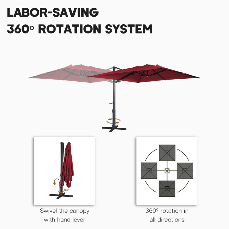 Parasol carré 10 * 10ft, Rouge