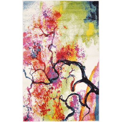 Tapis jaune / rouge / noir à motif géométrique Tanguay