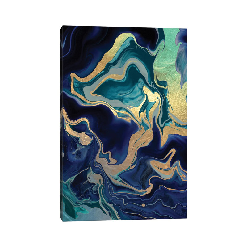 Drama Queen Gold Indigo by Monika Strigel - Wrapped Canvas Painting, 30.48cm H x 20.32cm W x 1.91cm D