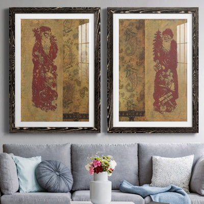 Vinatage Santa I - ensemble de 2 peintures