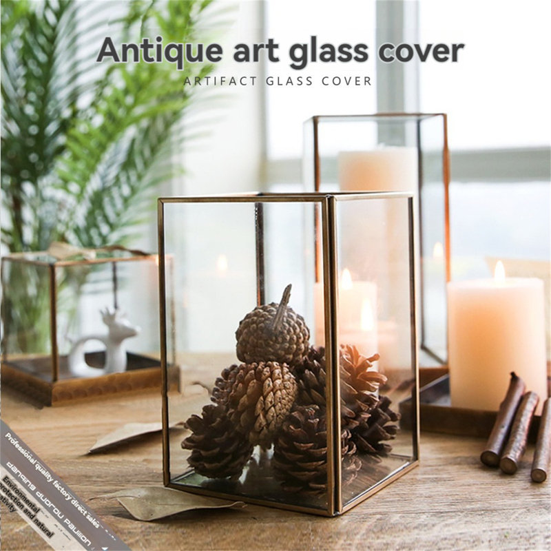 Floreine Glass Decorative Box, 7.68" H x 4.72" W x 4.72" D