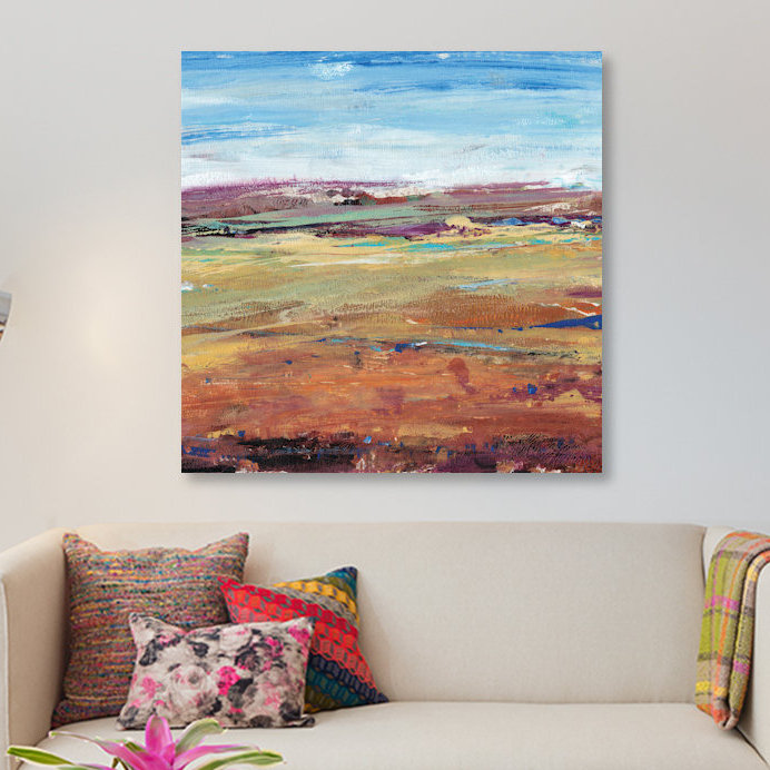 « terra vista i », reproduction d’art sur toile tendue, H 48 po x l 48 po x P 1,5 po, Pas de tapis, Papier d'art encadré noir