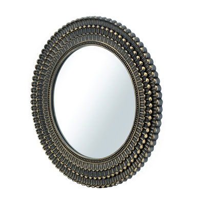 Lumen 26.5" Round Accent Mirror With Woven Texture And High-Quality Glass