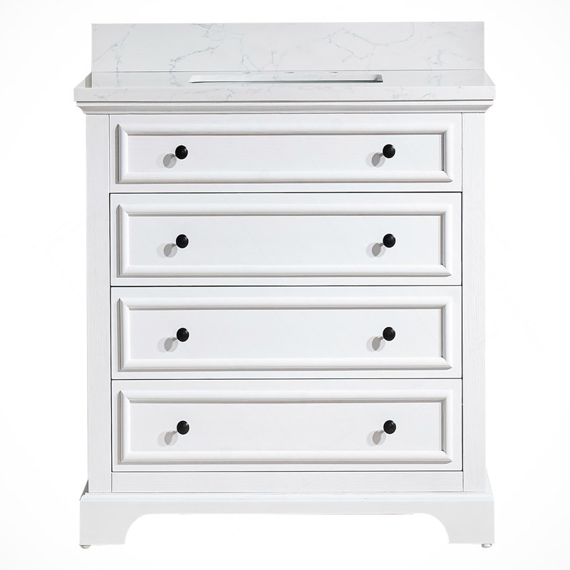 Meuble-lavabo simple autoportant de 36 po avec plateau en marbre entièrement assemblé