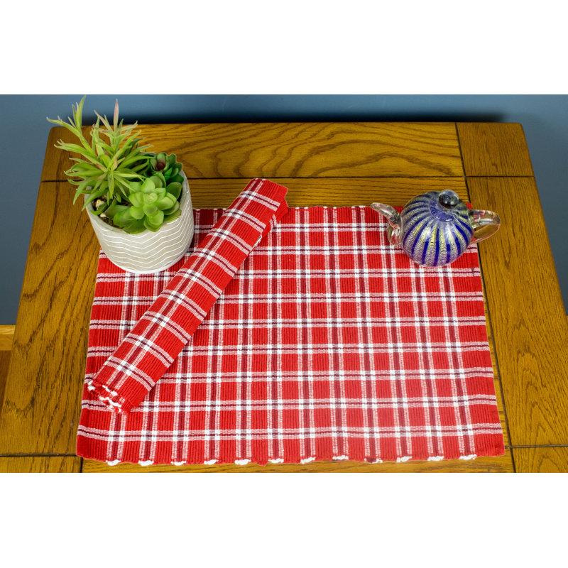 Ensemble de 6 napperons Bludabu, À damier, Rouge