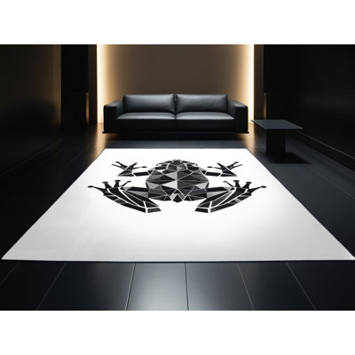 Tapis à motif géométrique bleu et noir Soft