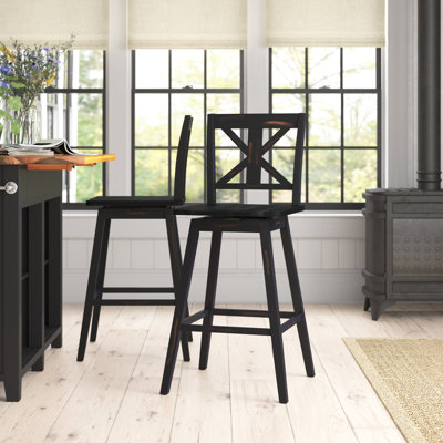 Jiaxu Swivel Solid Wood Counter Stool